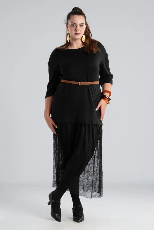 Φόρεμα Maxi Νημάτινο Δαντέλα Ζώνη