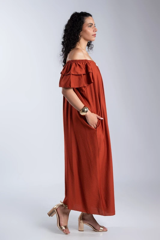 Φόρεμα Maxi Oversized Βολάν Λεπτομέρειες