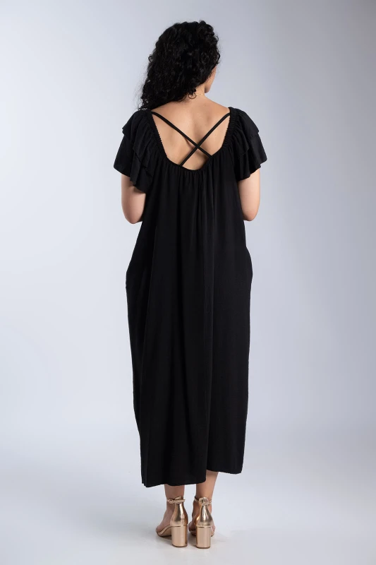 Φόρεμα Maxi Oversized Βολάν Λεπτομέρειες