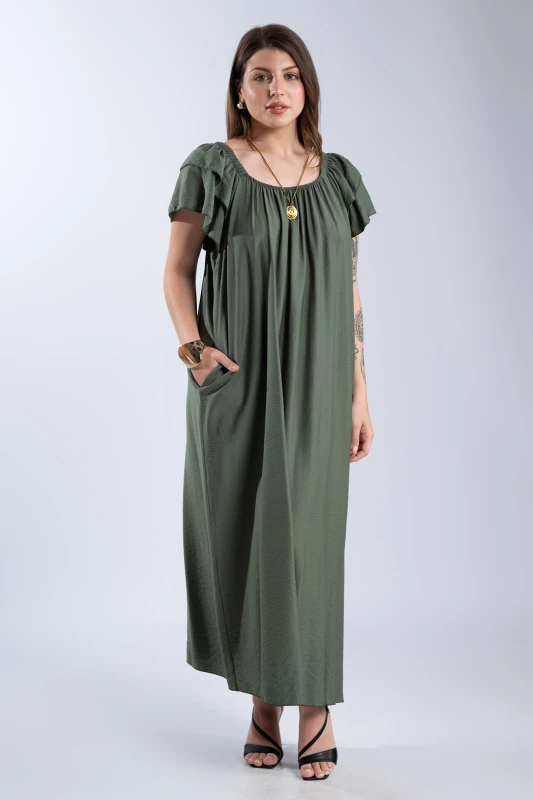 Φόρεμα Maxi Oversized Βολάν Λεπτομέρειες
