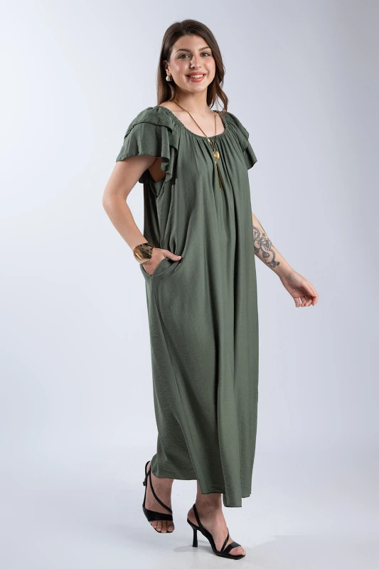 Φόρεμα Maxi Oversized Βολάν Λεπτομέρειες