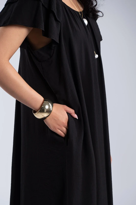 Φόρεμα Maxi Oversized Βολάν Λεπτομέρειες