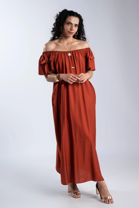 Φόρεμα Maxi Oversized Βολάν Λεπτομέρειες
