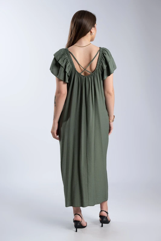 Φόρεμα Maxi Oversized Βολάν Λεπτομέρειες