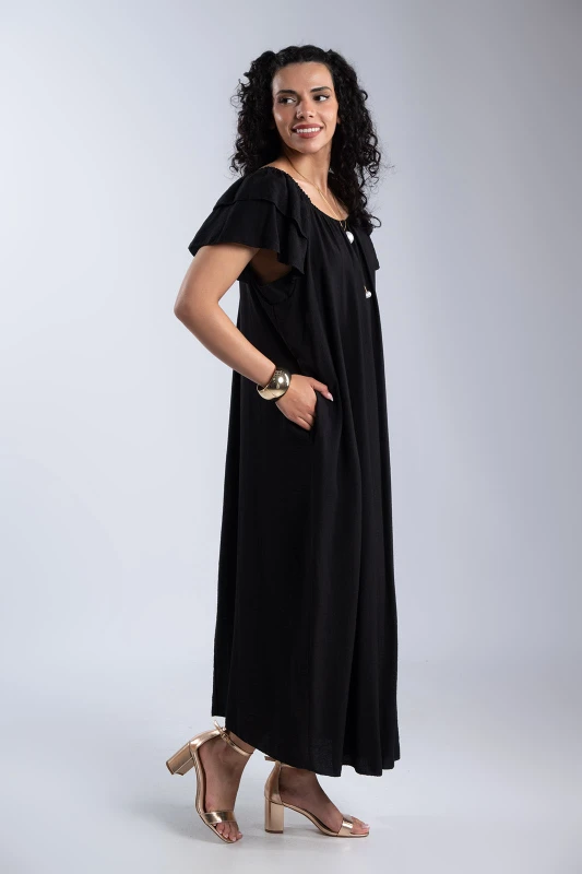 Φόρεμα Maxi Oversized Βολάν Λεπτομέρειες