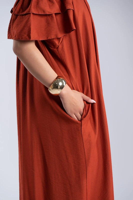 Φόρεμα Maxi Oversized Βολάν Λεπτομέρειες