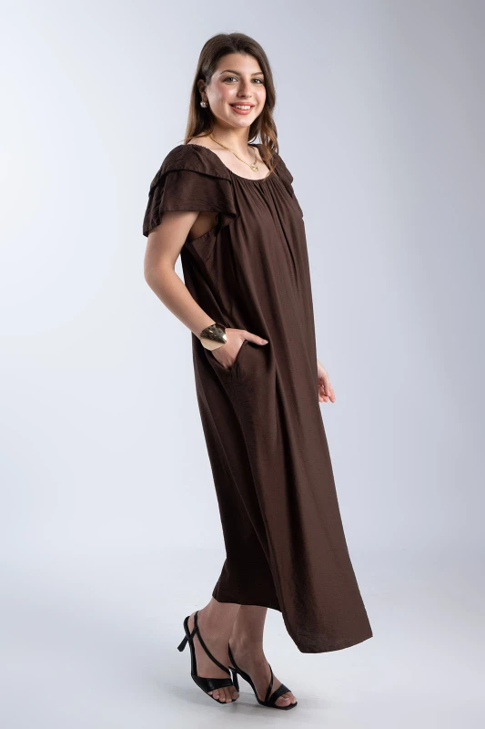 Φόρεμα Maxi Oversized Βολάν Λεπτομέρειες