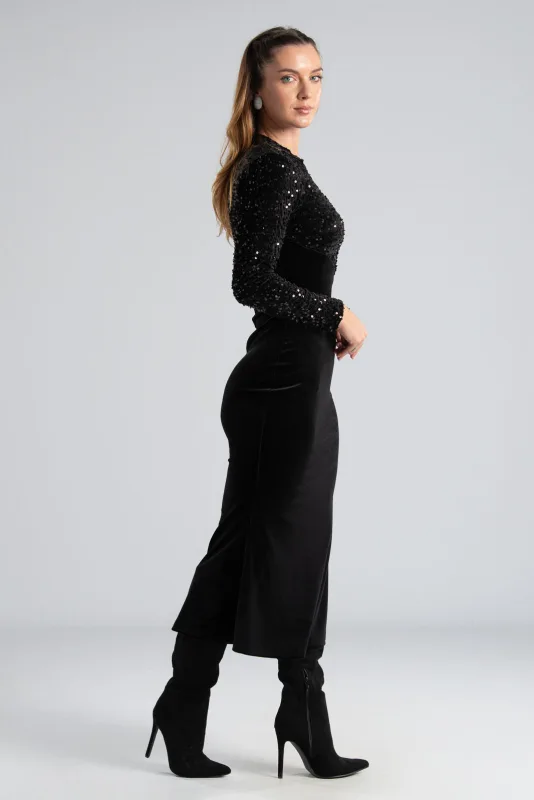 Maxi Sequin Velvet Dress