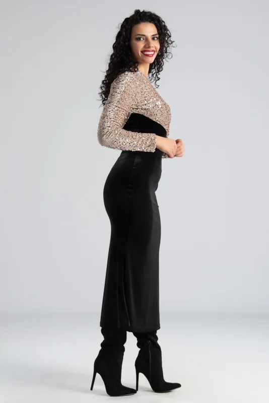 Maxi Sequin Velvet Dress