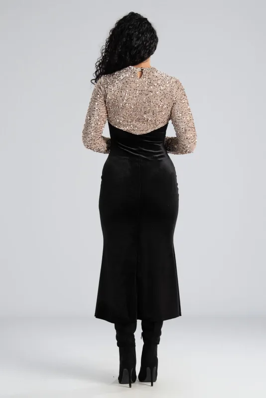 Maxi Sequin Velvet Dress