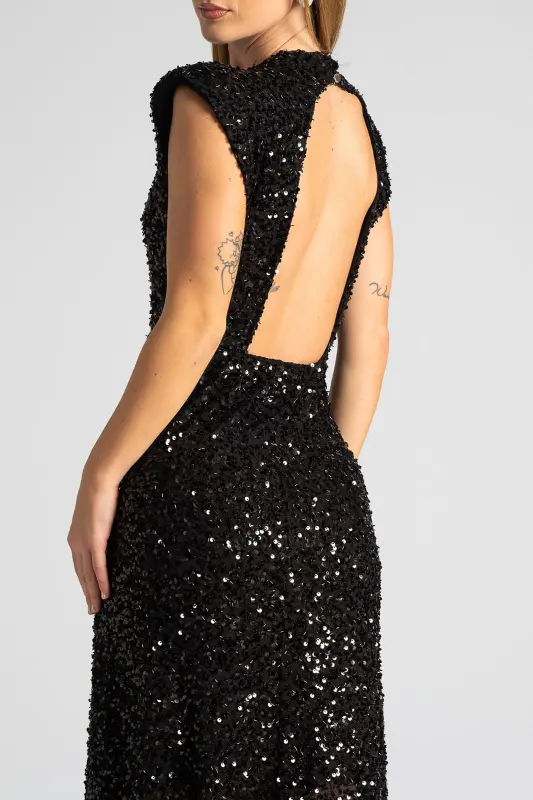 Φόρεμα Maxi Παγιέτες Άνοιγμα Πλάτη