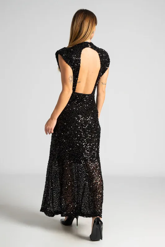 Φόρεμα Maxi Παγιέτες Άνοιγμα Πλάτη