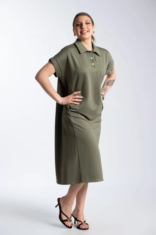 Maxi Polo Dress Side Pockets