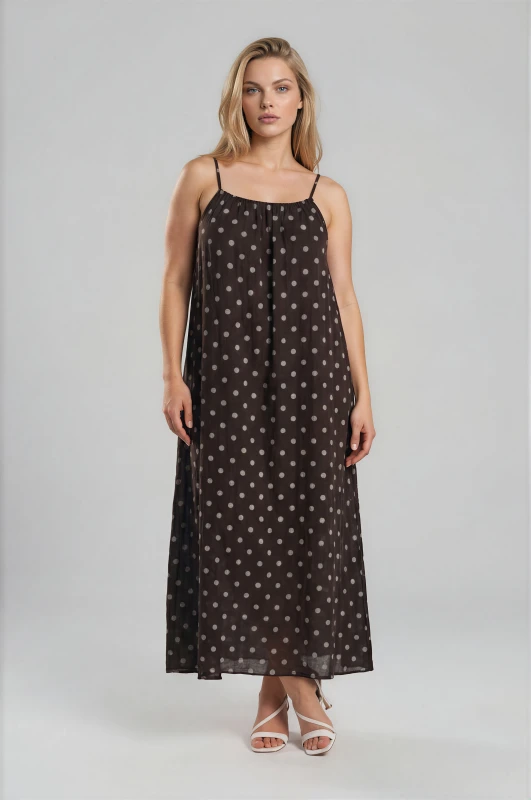 Cotton Polka Dot Maxi Dress 