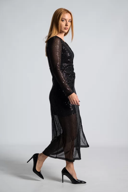 Maxi Dress Sequins Black
