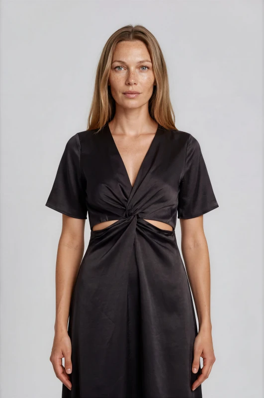 Maxi Satin Dress Cut Outs
