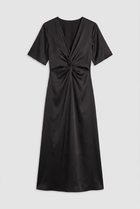 Maxi Satin Dress Cut Outs