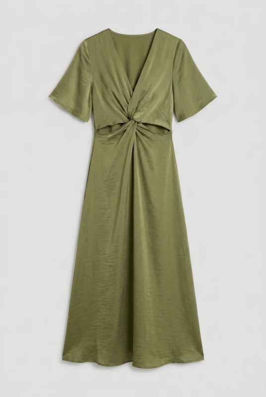 Maxi Satin Dress Cut Outs