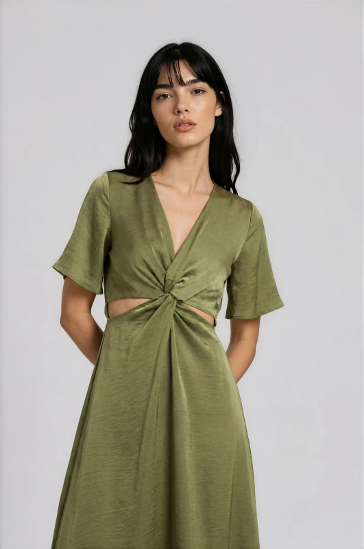 Maxi Satin Dress Cut Outs