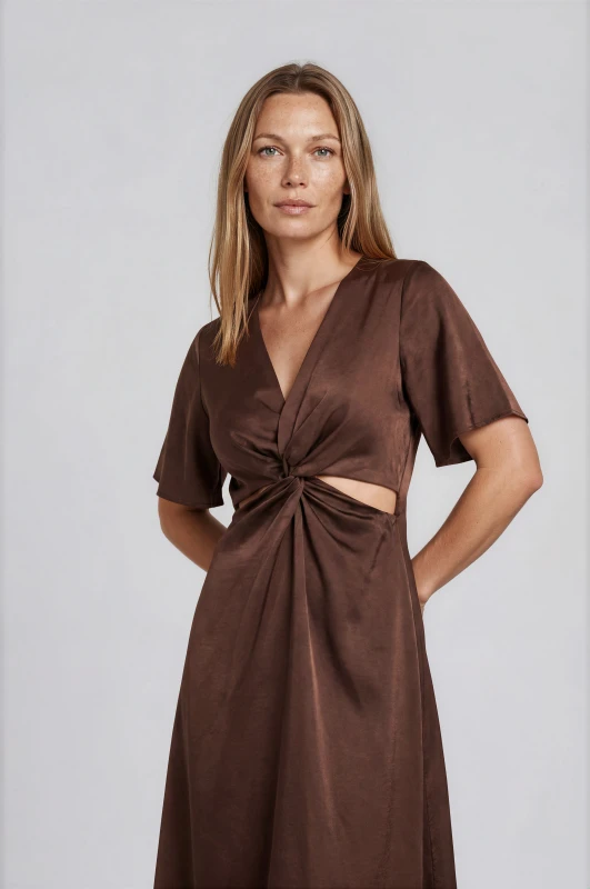 Φόρεμα Maxi Σατέν Cut Outs