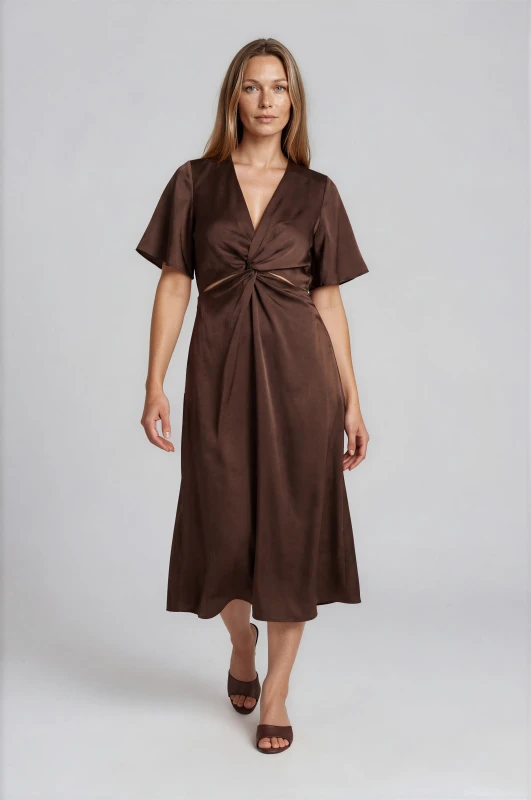 Maxi Satin Dress Cut Outs