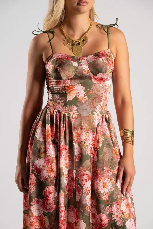 Φόρεμα Maxi Σατέν Floral