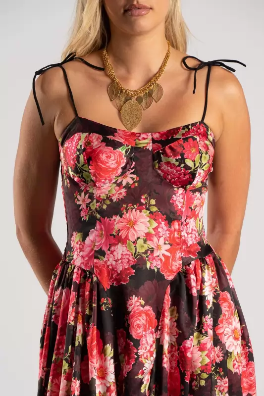 Φόρεμα Maxi Σατέν Floral