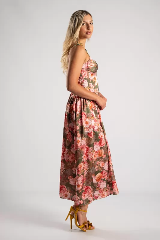 Φόρεμα Maxi Σατέν Floral