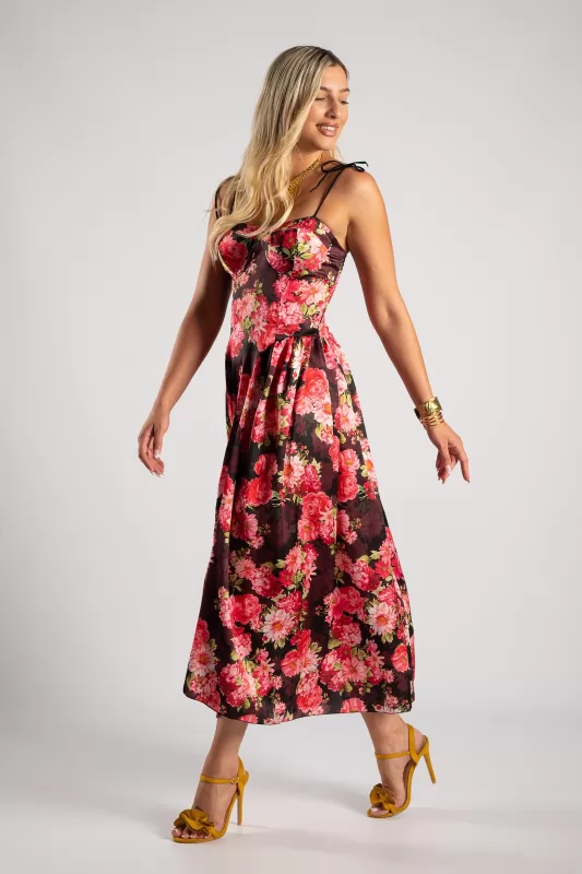 Φόρεμα Maxi Σατέν Floral