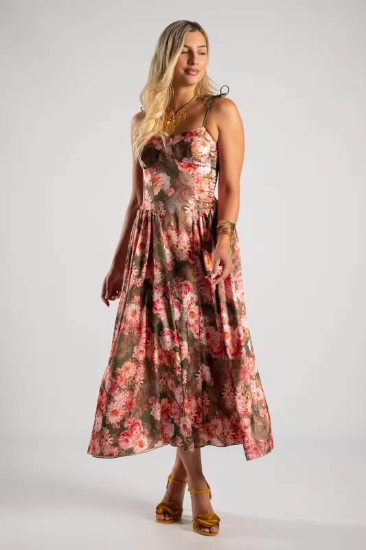 Φόρεμα Maxi Σατέν Floral