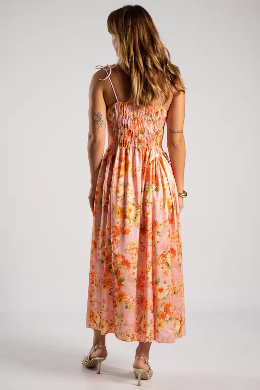 Φόρεμα Maxi Σατέν Floral