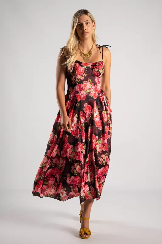 Φόρεμα Maxi Σατέν Floral