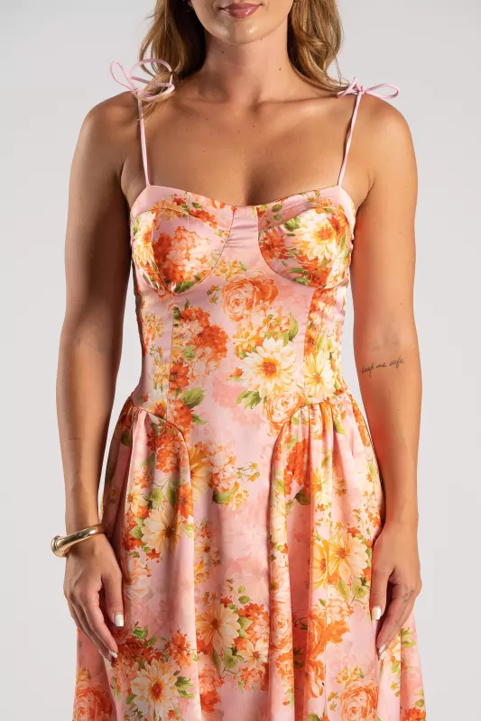 Φόρεμα Maxi Σατέν Floral