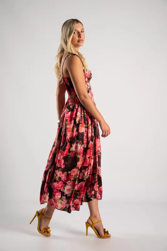 Φόρεμα Maxi Σατέν Floral