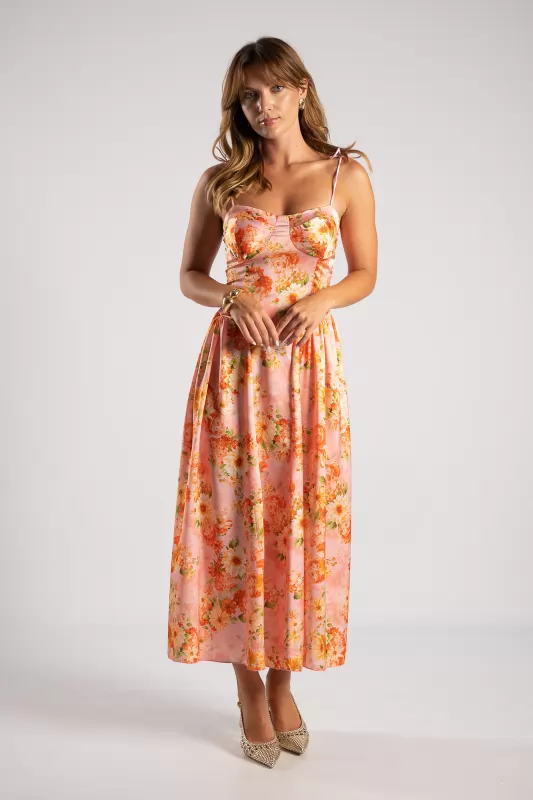 Φόρεμα Maxi Σατέν Floral