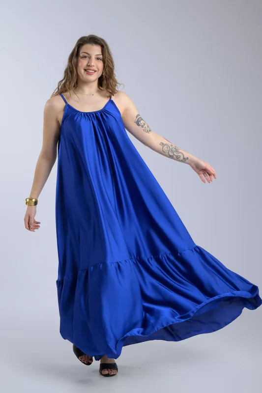 Satin Maxi Dress Straps 