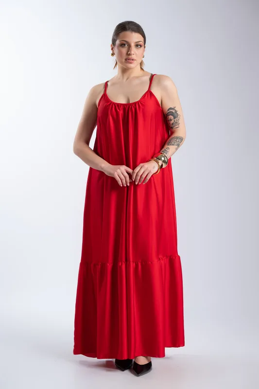 Satin Maxi Dress Straps 