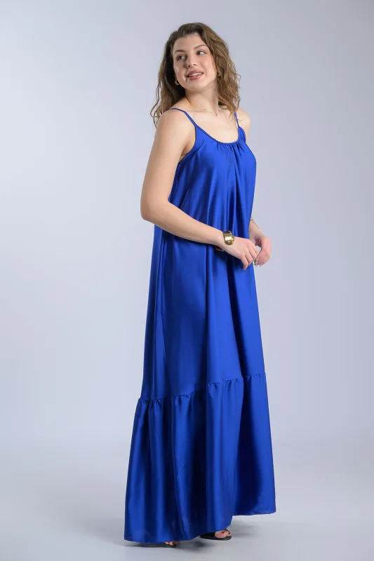 Satin Maxi Dress Straps 
