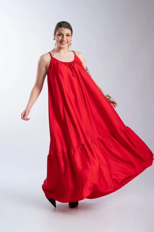 Φόρεμα Maxi Σατέν Τιράντες