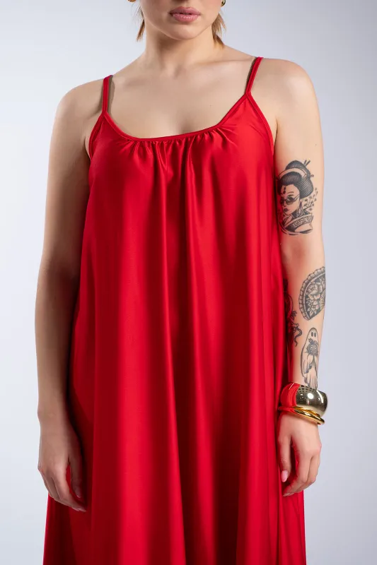 Satin Maxi Dress Straps 