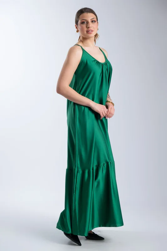 Satin Maxi Dress Straps 