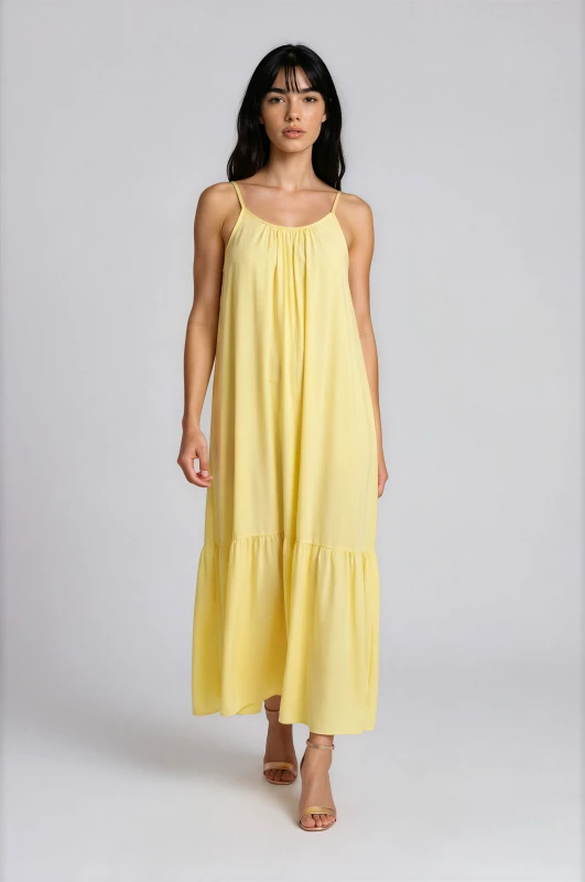 Satin Maxi Dress Straps 