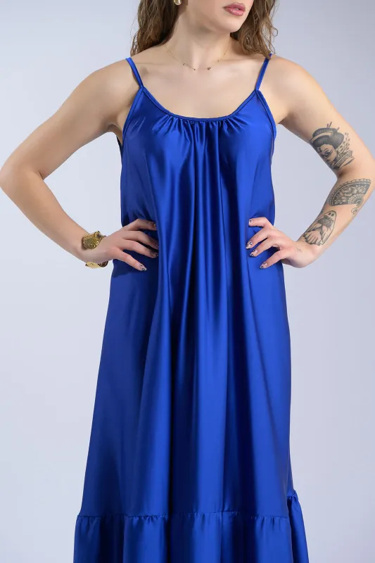 Satin Maxi Dress Straps 