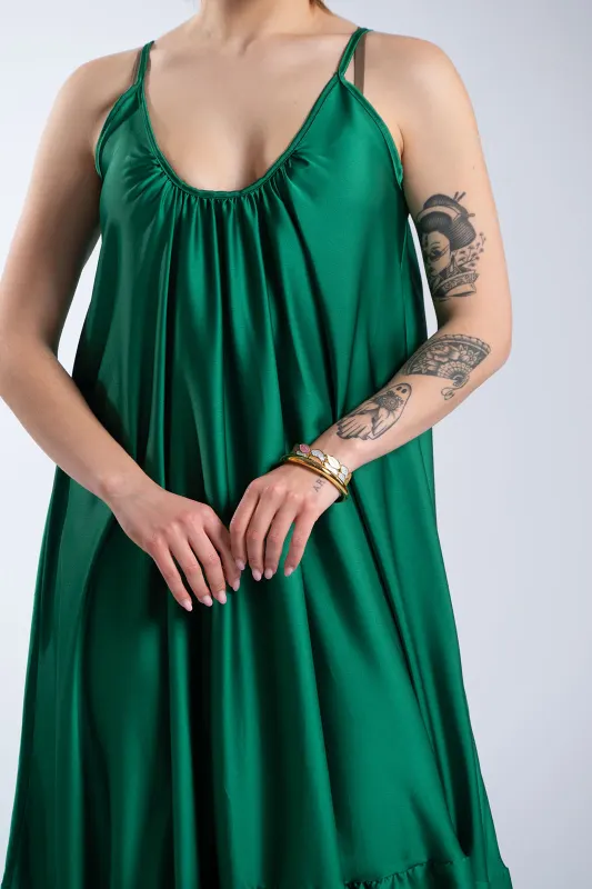 Satin Maxi Dress Straps 