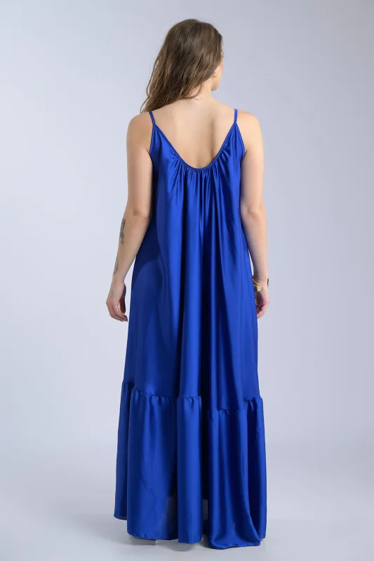 Satin Maxi Dress Straps 