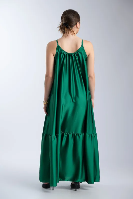 Satin Maxi Dress Straps 