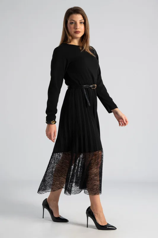 Φόρεμα Midi Τελείωμα Δαντέλα