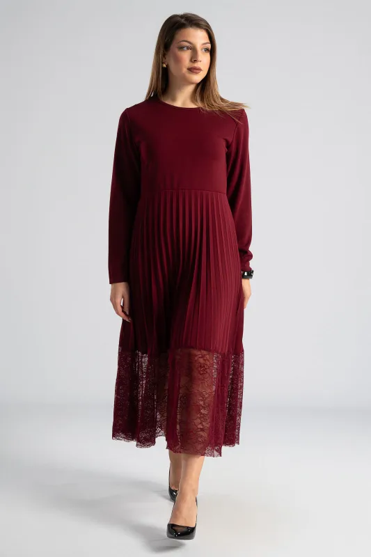 Φόρεμα Midi Τελείωμα Δαντέλα