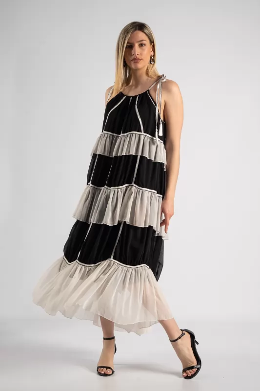 Maxi Dress Strap Ruffle