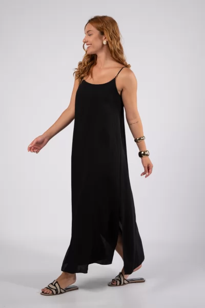 Φόρεμα Μaxi Τιράντες Μαύρο